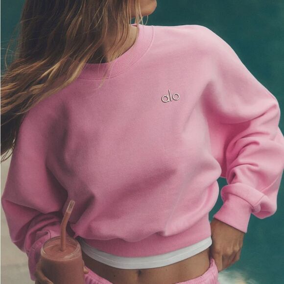 ALO Yoga Tops - SOLD - ALO YOGA Accolade Cropped Crewneck Sweatshirt - Pink S New Without Tags